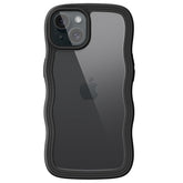 JETech Cute Case for iPhone 15 6.1-Inch, Wave Frame Curly Shape Shockproof Phone Cover for Women and Girls, Clear Hard PC Back (Black)